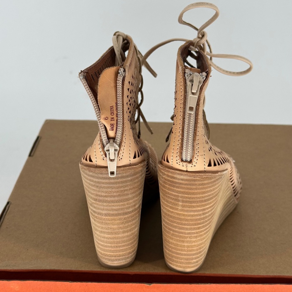 Jeffrey Campbell Rodillo Lace Up Wedge Sandal Heel Coastal‎ Boho Summer 6 - Picture 4 of 11